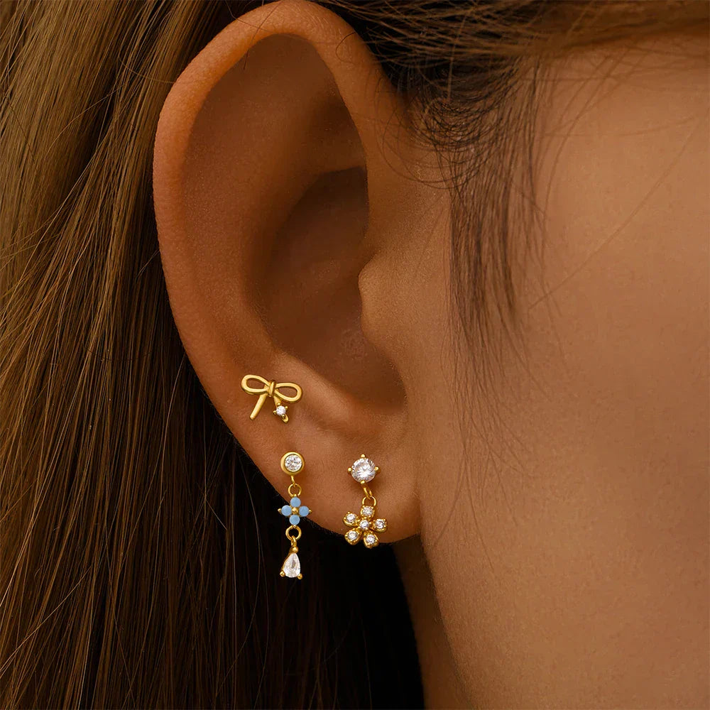 Heart Round Ball Flat Helix Piercing Earring 925 Sterling Silver Ear Studs Geometric Zircon Exquisite Trinket Studs Aretes