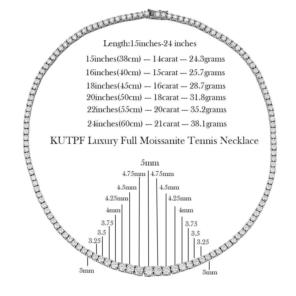 Riviera Necklaces Full Moissanite Tennis Necklace for Women 925 Sterling Silver Size Gradient Diamond Choker with Certificate