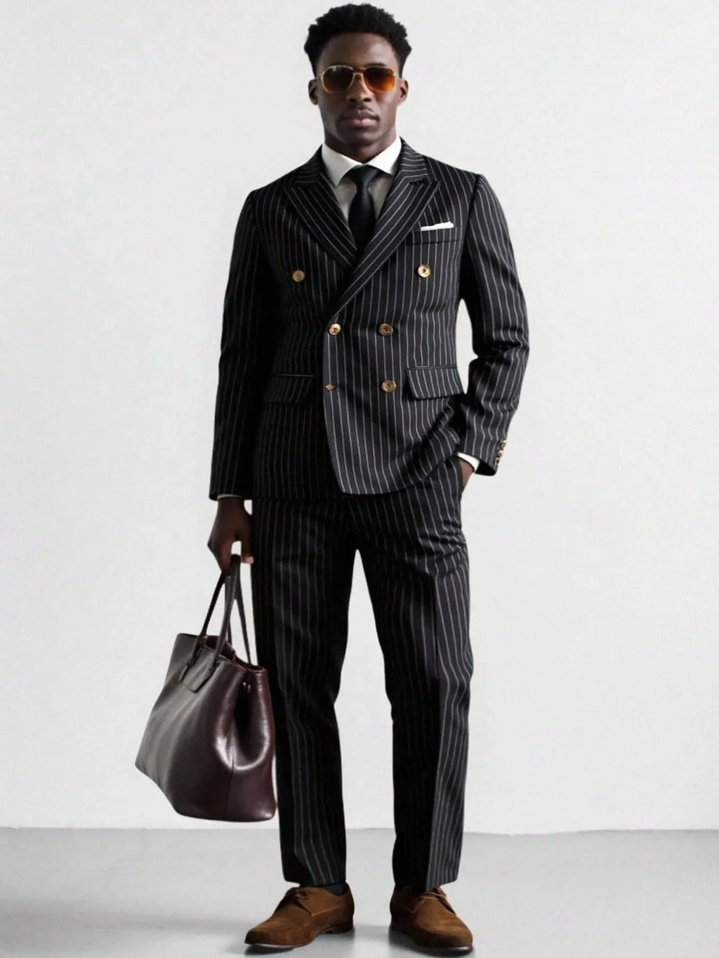 High-quality European and American Men's Clothing, Formal Suits with Stripes, Trousers for Business, Formal Dinners, Weddings