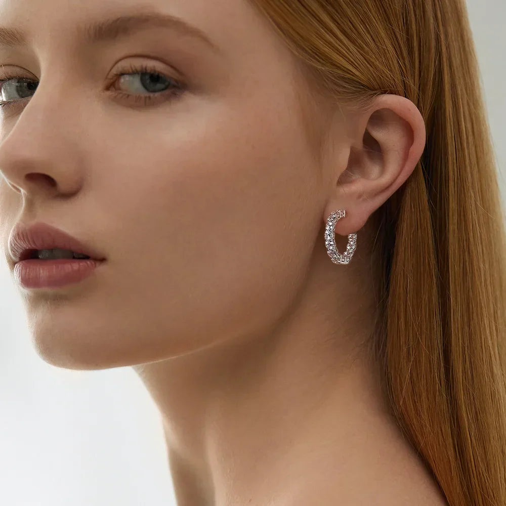 0.1carat All Moissanite Hoop Earrings D Color Sparkling Diamond Earring for Women 925 Sterling Silver Studs Fine Jewelry