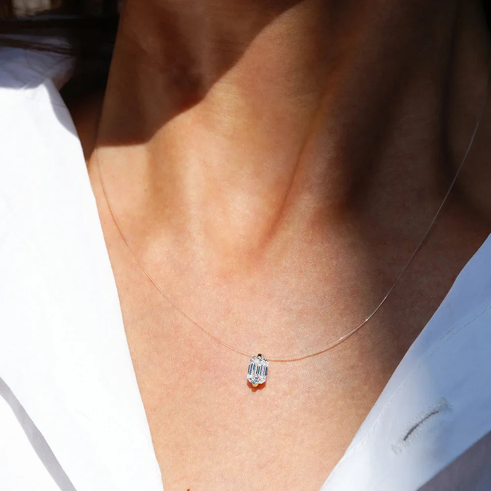 GRA Certified 1CT Marquise Cut Moissanite Pendant Necklace for Woman 925 Silver Fishing Line Water Drop Diamond Necklaces