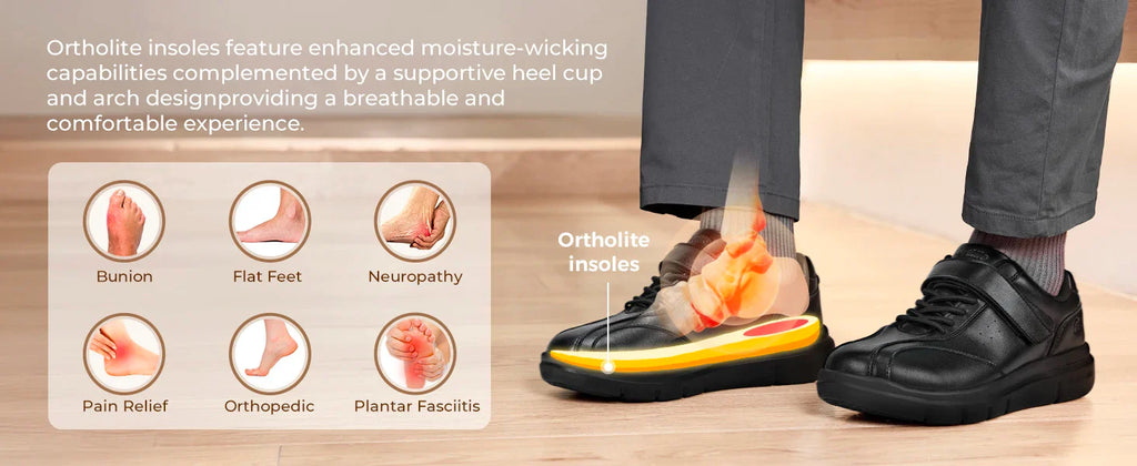Men Wide Walking Shoes Casual Oxford Shoe Comfortable Lightweight Arch Support Non-Slip Leather Business Sneakers