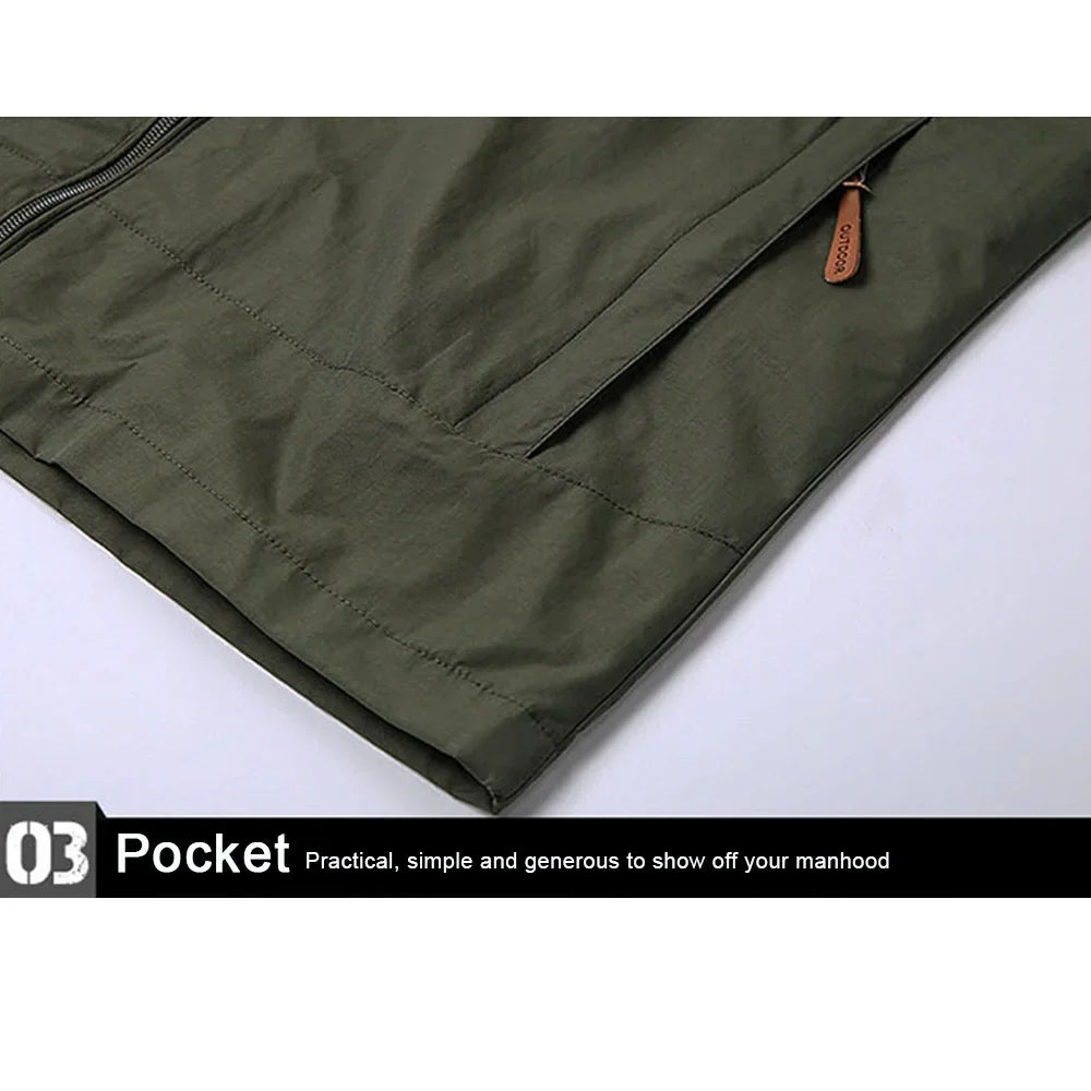 Windbreaker Men Tactical Jacket Waterproof Outdoor Hooded Coat Sports Military Field Climbing Thin Outwear Streetwear Coat