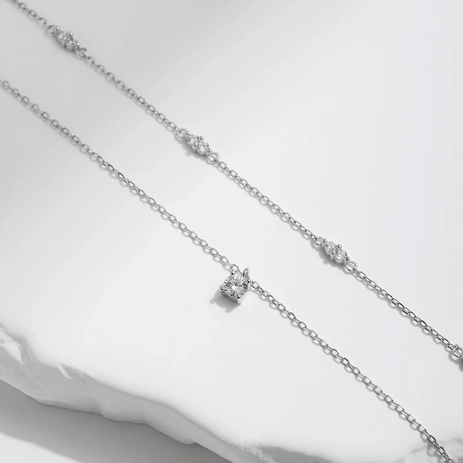 Moissanite D Color Double Layer Pendant Necklace 925 Sterling Silver Round Stylish Choker Necklace For Women Jewelry