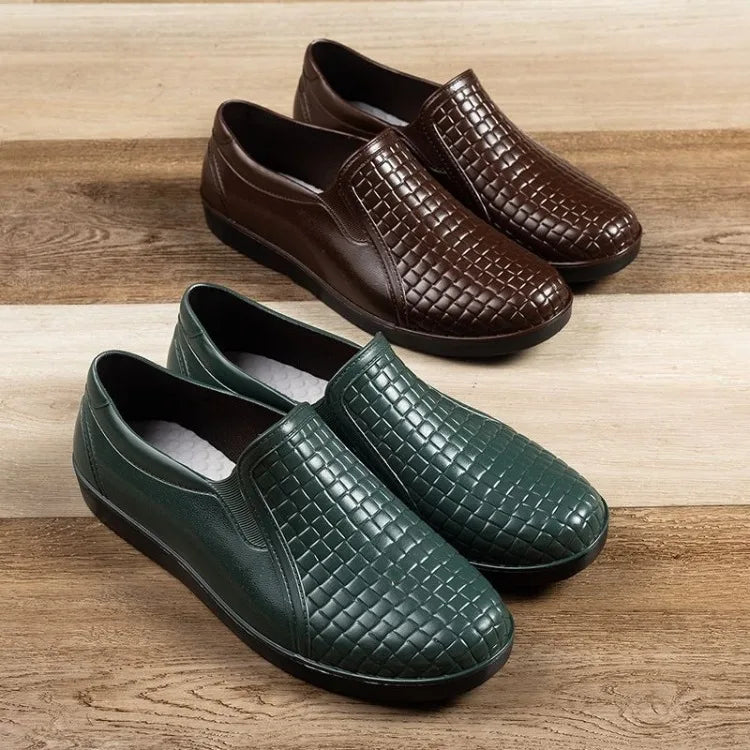 Men's Waterproof Non Slip Rain Shoes Low Cut Kitchen Work Shoes Soft Sole Outdoor Fishing Durable Rubber Shallow Water Shoes