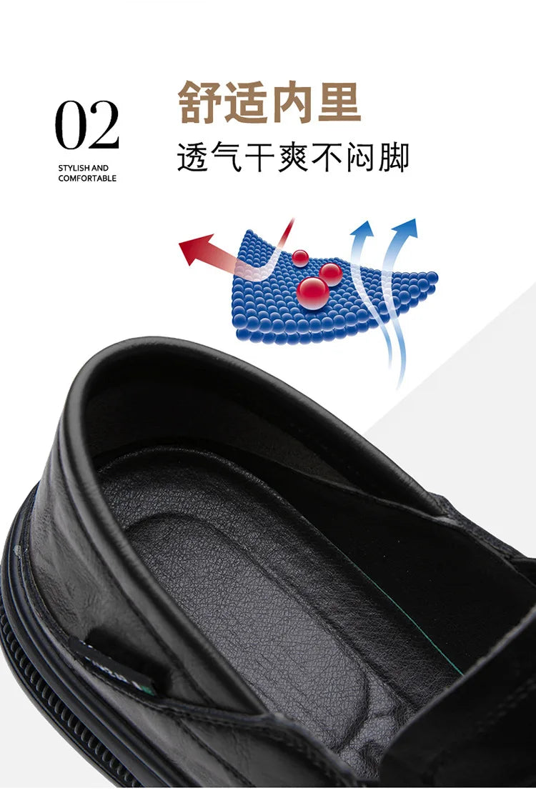 2026 Spring Business Casual Shoes for Men Solid Color New Designer Half Slippers Shoes Male Fashion Soft Sole Leather Shoe Man
