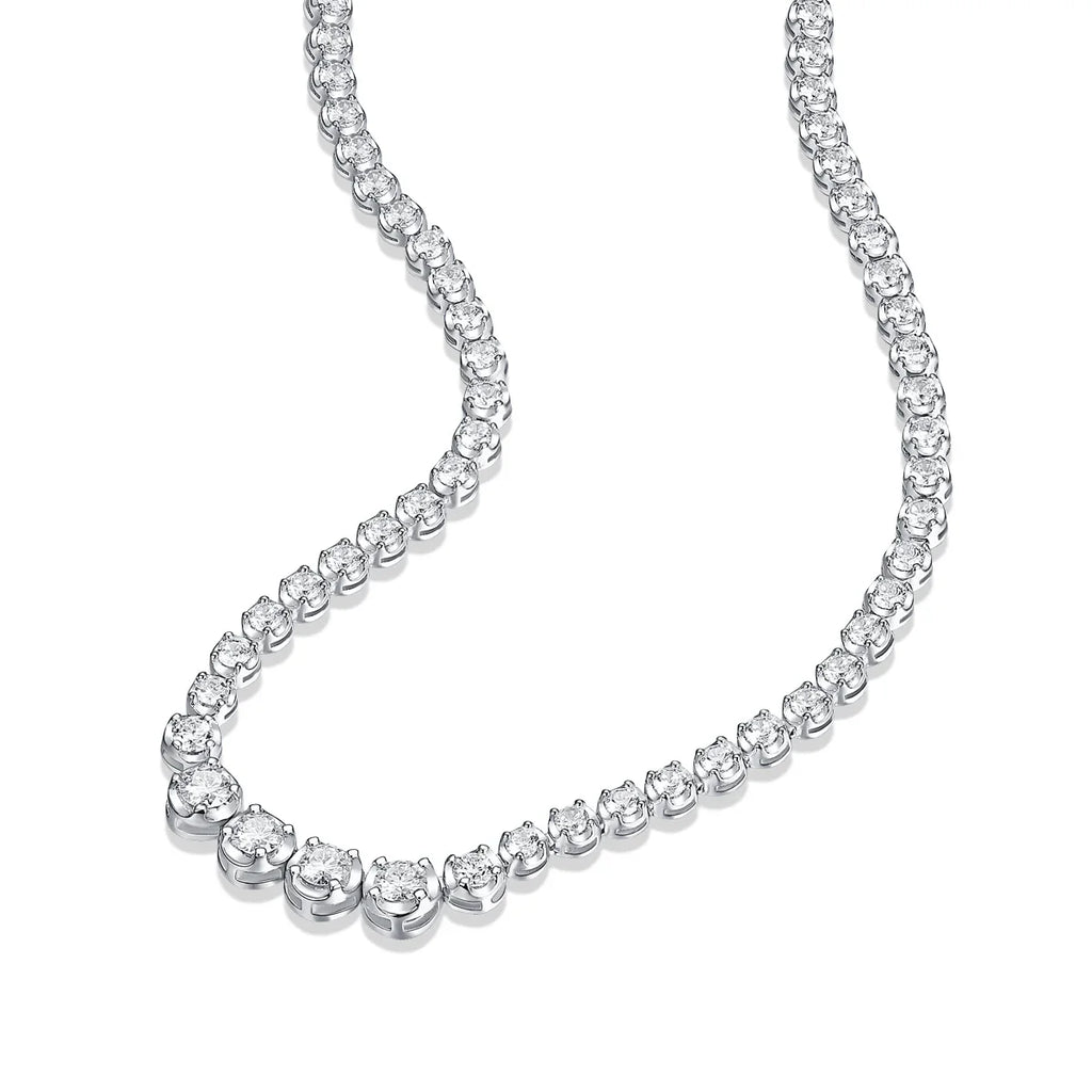Moissanite Tennis Necklace for Women S925 Sterling Silver Plated Gold 1.2 Carat Diamond Chain Necklaces Wedding Party Jewelry