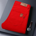 Slim Elastic Jeans Men's Colorful Fashion Korean Pants Spring Autumn Soft Comfortable Casual Straight Denim Trousers Streetwear