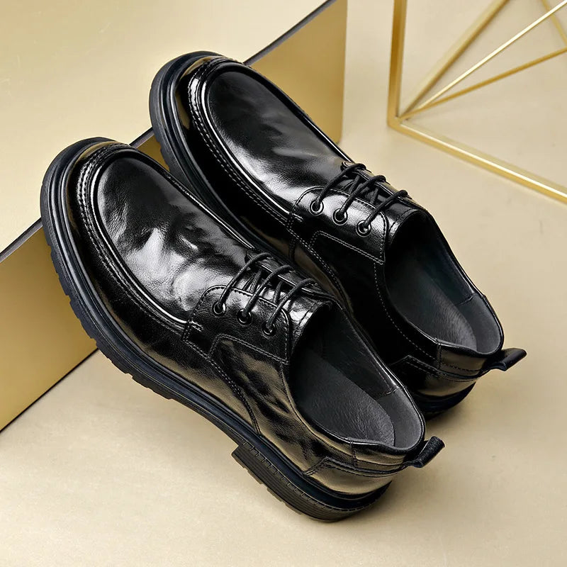 Business Formal Black Lace-up Style Leather Shoes for Men Spring Autumn New Designer Dress Shoes Male British Style Wedding Shoe