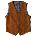 Men Vest Brown Herringbone Single Button V Neck Waistcoat For Wedding Party Banquet Business Work Daily Casual Men Suit Vest