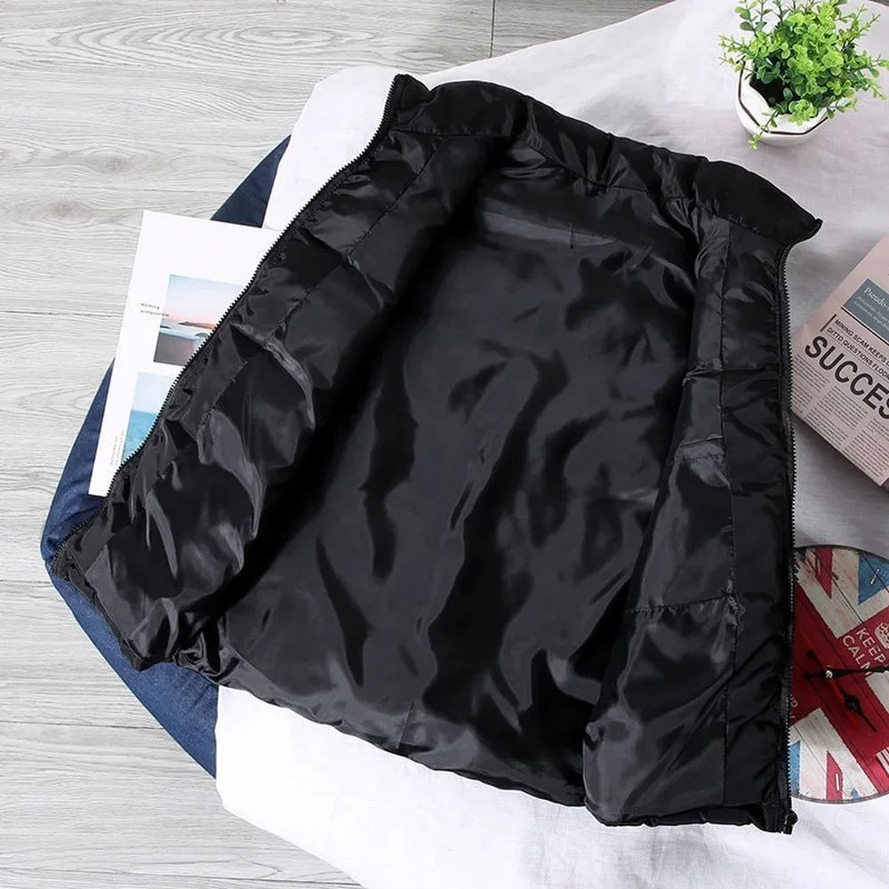 White Vest Jacket Men Slim Fit Stand Collar Sleeveless Puffer Jackets Spring Autumn Casual Waistcoat Men Warm Coat 2024 Trends