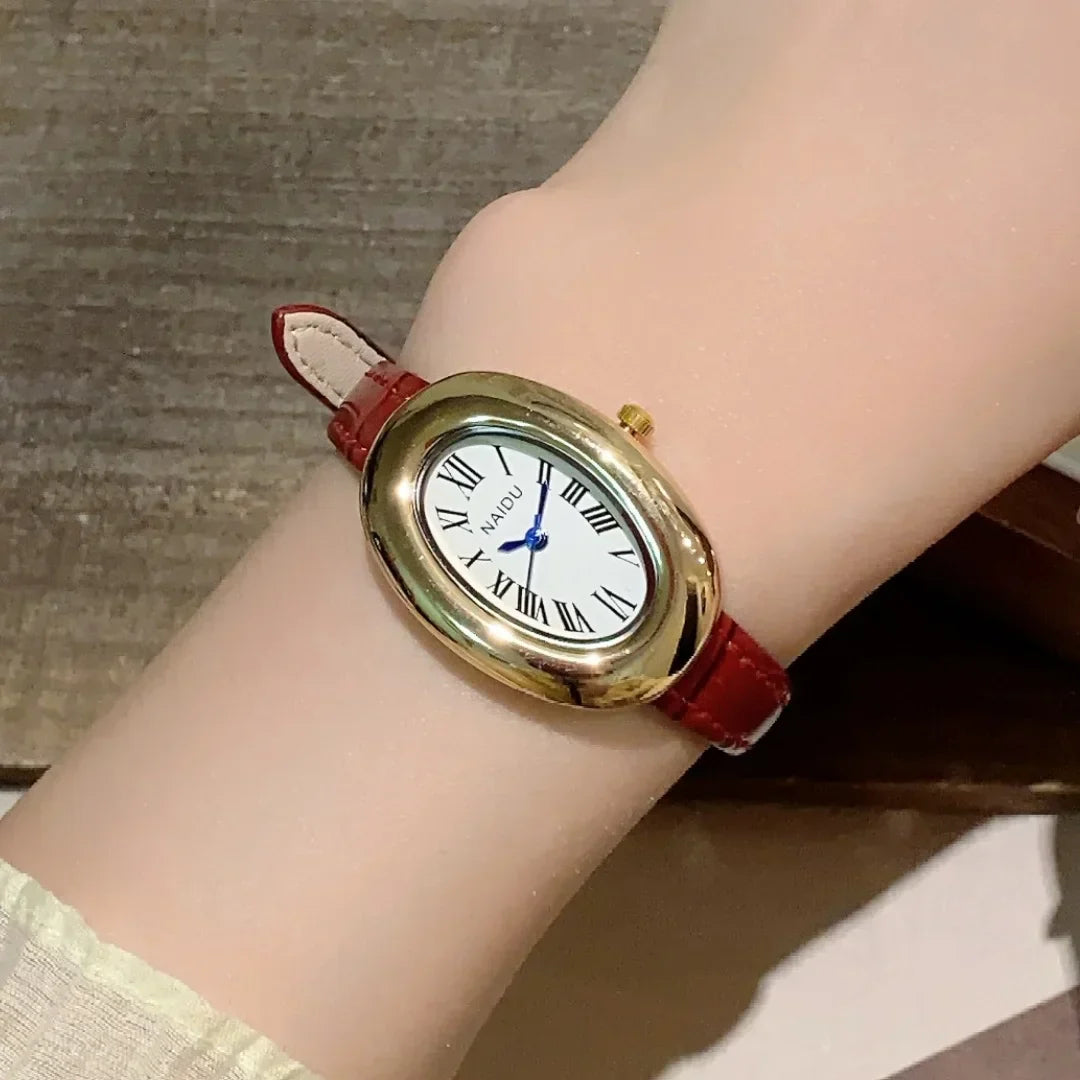 Fashion Oval Dial Women's Watch Casual Leather Band Analog Quartz Watches Female Wristwatch Dropshipping Clock Reloj De Mujer