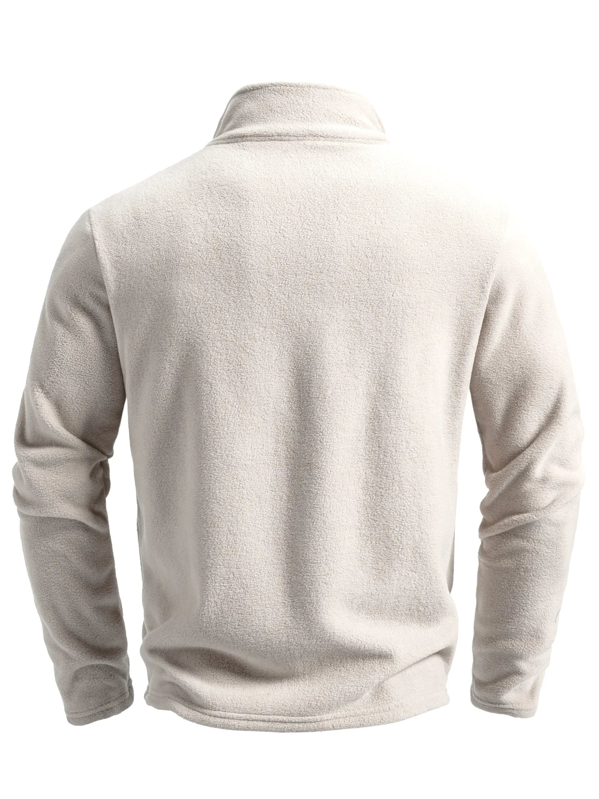 Men's Spring and Autumn Solid Color Fleece Warm Top, Comfortable Zippered Cardigan for Men's Outdoor Leisure