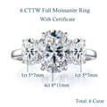 3/6 Carat Oval Cut Moissanite Engagement Rings 3-Stone Lab Diamond 925 Sterling Silver Wedding Rings Band for Women Fine Jewelry
