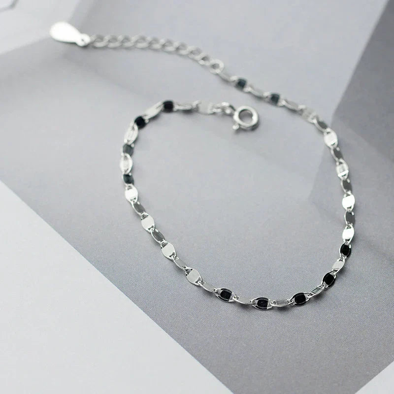 Hight Quality 925 Sterling Silver Simple Sequins Bracelet & Bangle For Women Adjustable Bracelet Fine Jewelry Party Gift