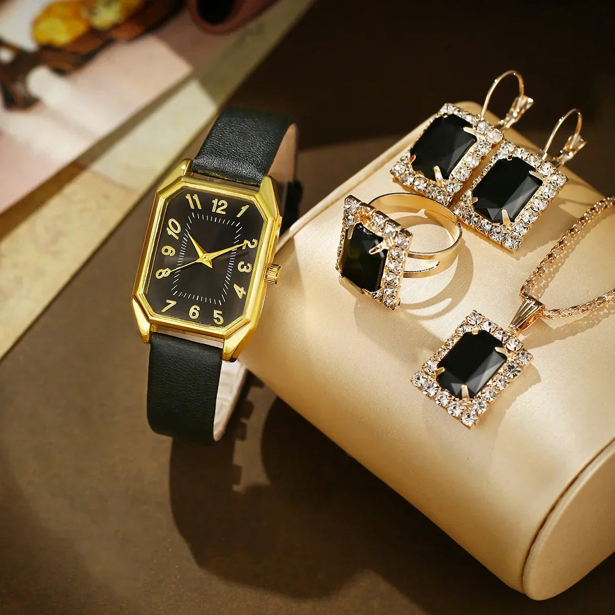 6/5/1PCS Luxury Fashion Square Women's Watches Brand Ladies Quartz Wristwatch Jewelry Set Classic Simple Watch Relógios Feminino