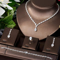 Classic Water Drop Cubic Zirconia Dubia Women Bridal Jewelry Sets 4PCS Necklace Earring Set Bijoux Femme Ensemble S-342