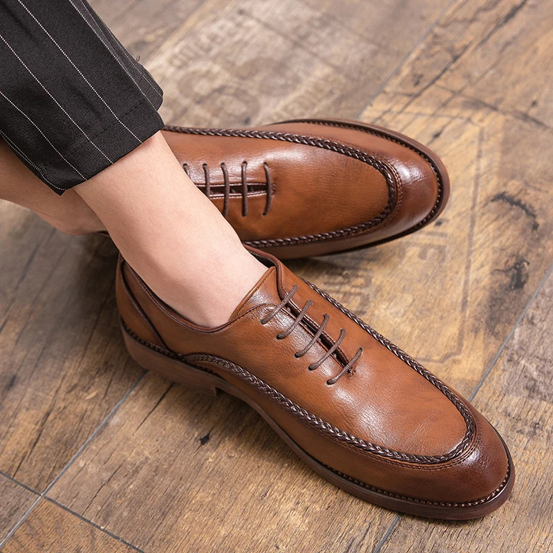 Spring Autumn New Men's Genuine Leather Casual Shoes Outdoor Work Shoes Office Dress Shoes Men's Wedding Shoes Free Delivery