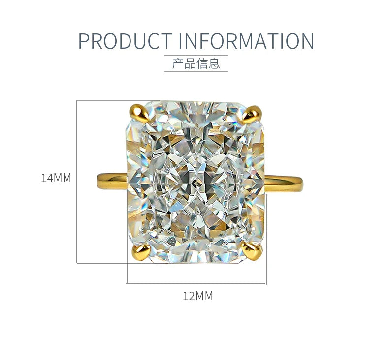 Ring 925 Silver Sparkling 12ct Redion Crushed Ice Cutting Cultivate High Carbon Diamond Simple Style European and American