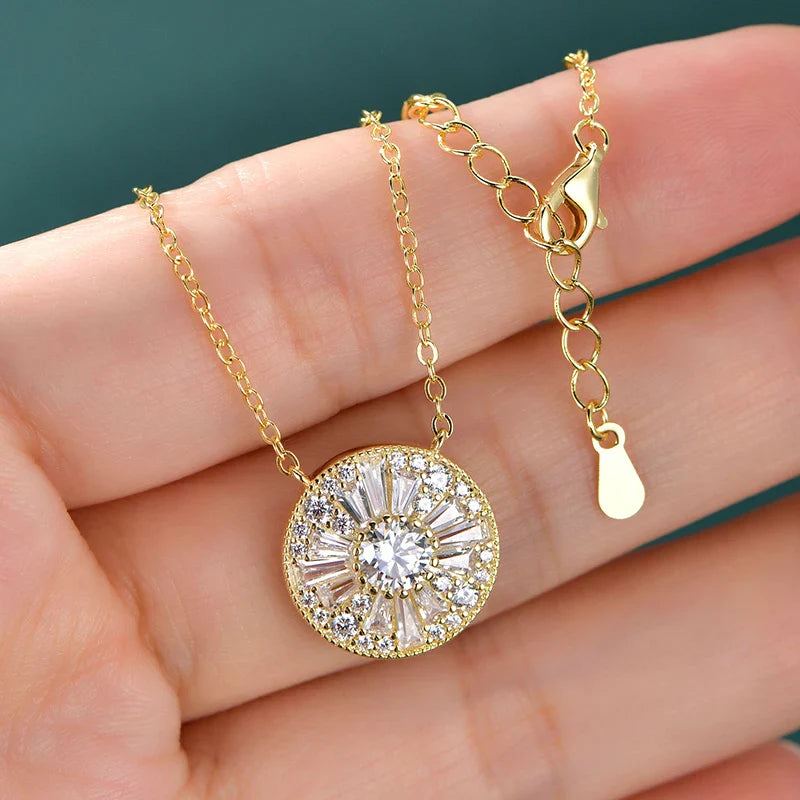 Certified 5mm Moissanite Diamond Necklace Niche Light Luxury Round Shape Pendant Necklace for Women ExquisiteBirthday Gift