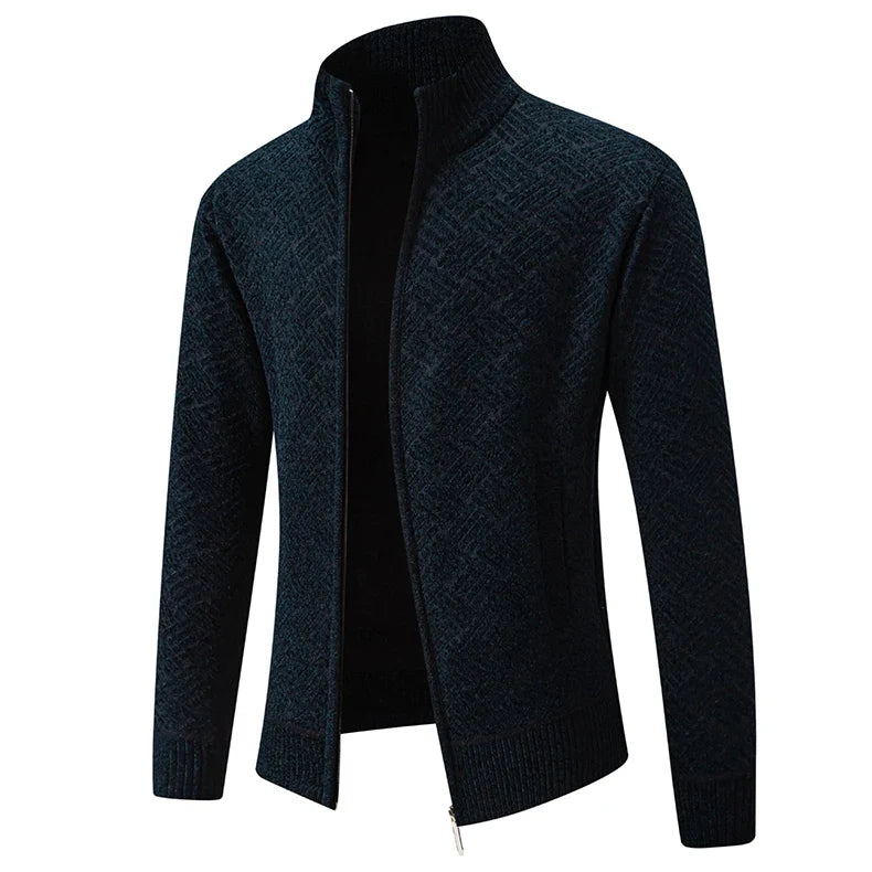 Mens Thickened Cardigan Full Zipper Fleeced Sweaters Knit Jackets Hooded Sweater Coat Autumn Winter Padded Clothes