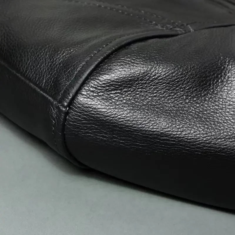 Genuine Leather Jacket Men 100%Cowhide Slim Fit Stand Collar Autumn Winter Cycling Casual Real Leather Cotton Padded Jacket Man