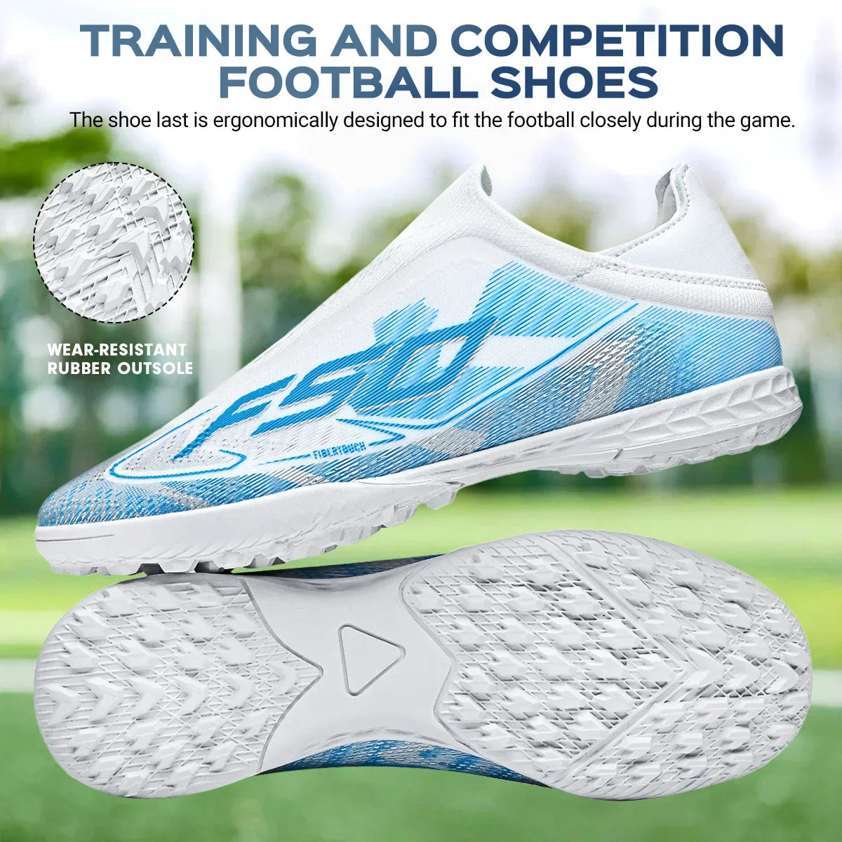 TF Football Shoes Kids Boys Girls PU Upper Durable Rubber Sole Anti-slip Wear-resistant Training Sneakers