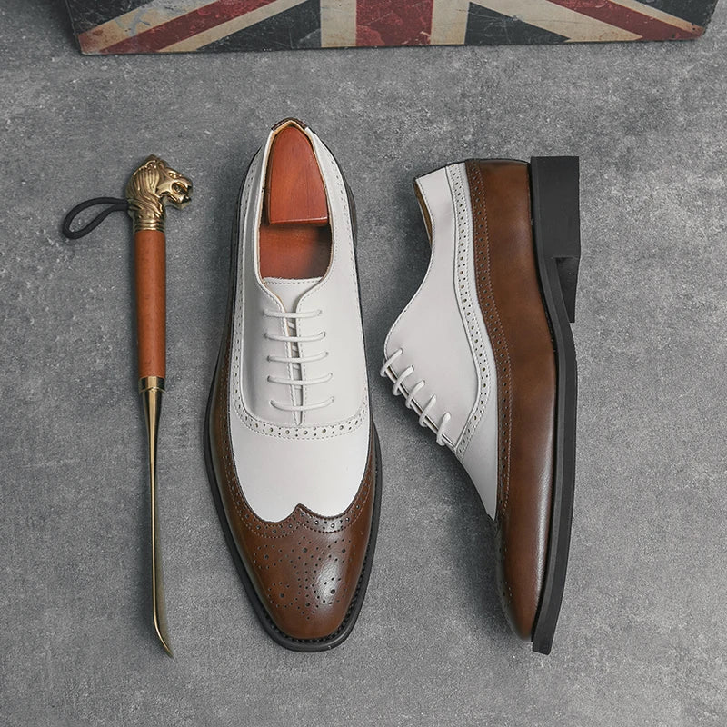 Spring black white leather shoes for men High quality wedding Dress shoes Business office loafers men shoe Luxury designer shoes