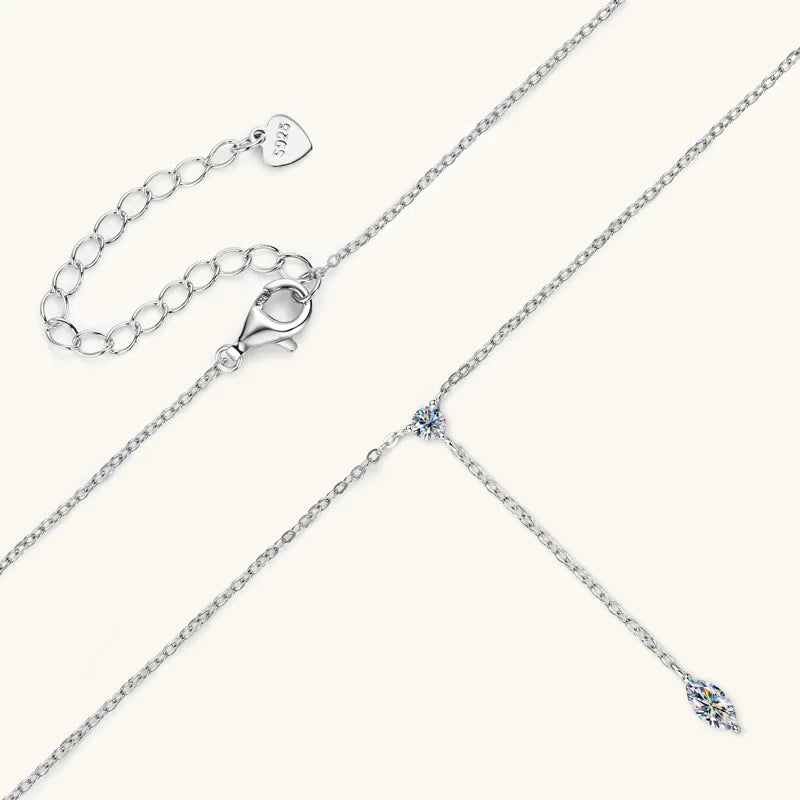 0.4cttw Marquise/round Cut Moissanite Necklace for Women D Color Luxury Pendant 925 Sterling Silver Jewelry Wholesale
