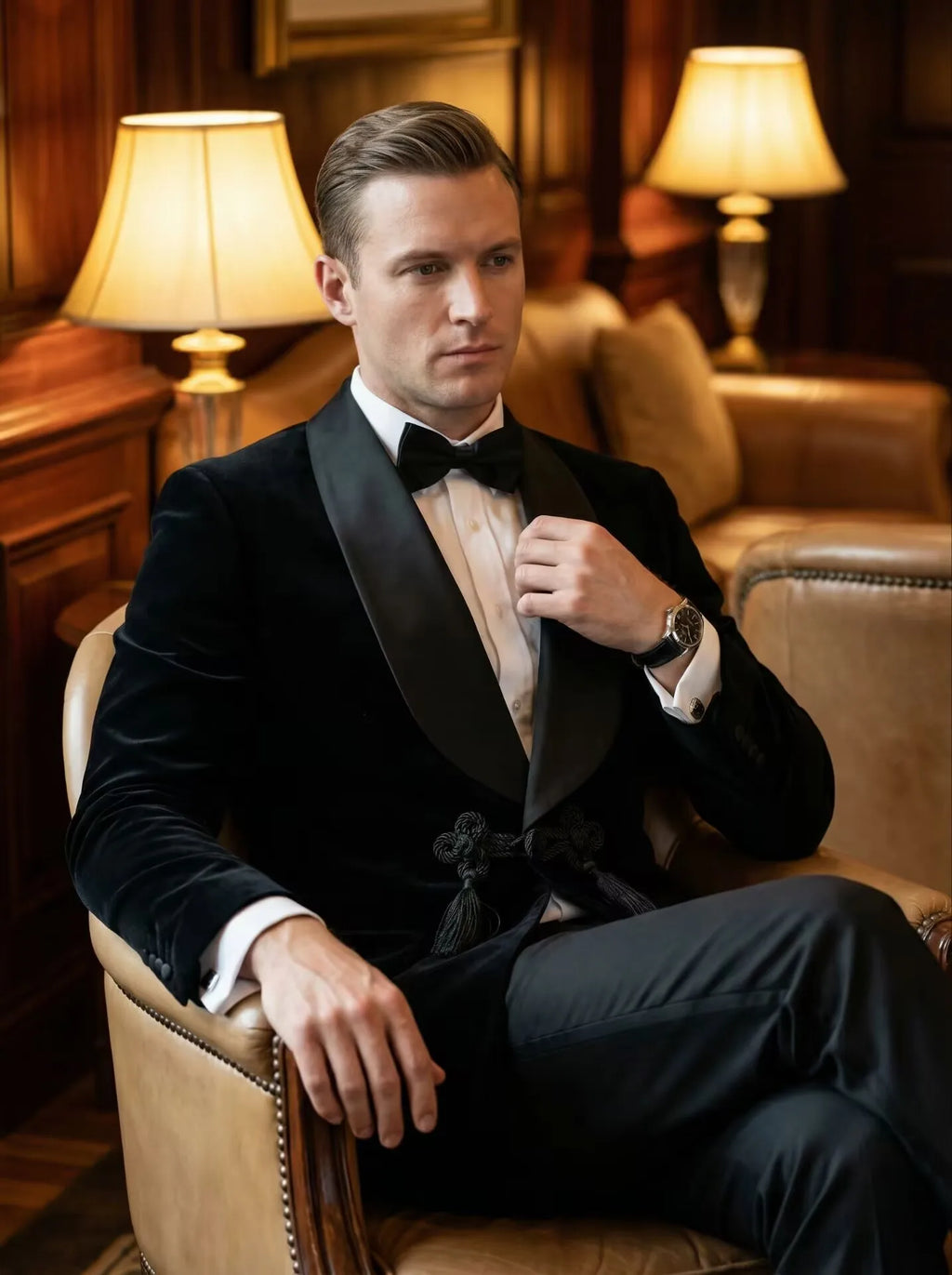 Black Velvet Smoking Jacket 2 Piece Male Blazer with Buttons Luxury Grooms Wedding Designer Party Wear Coat