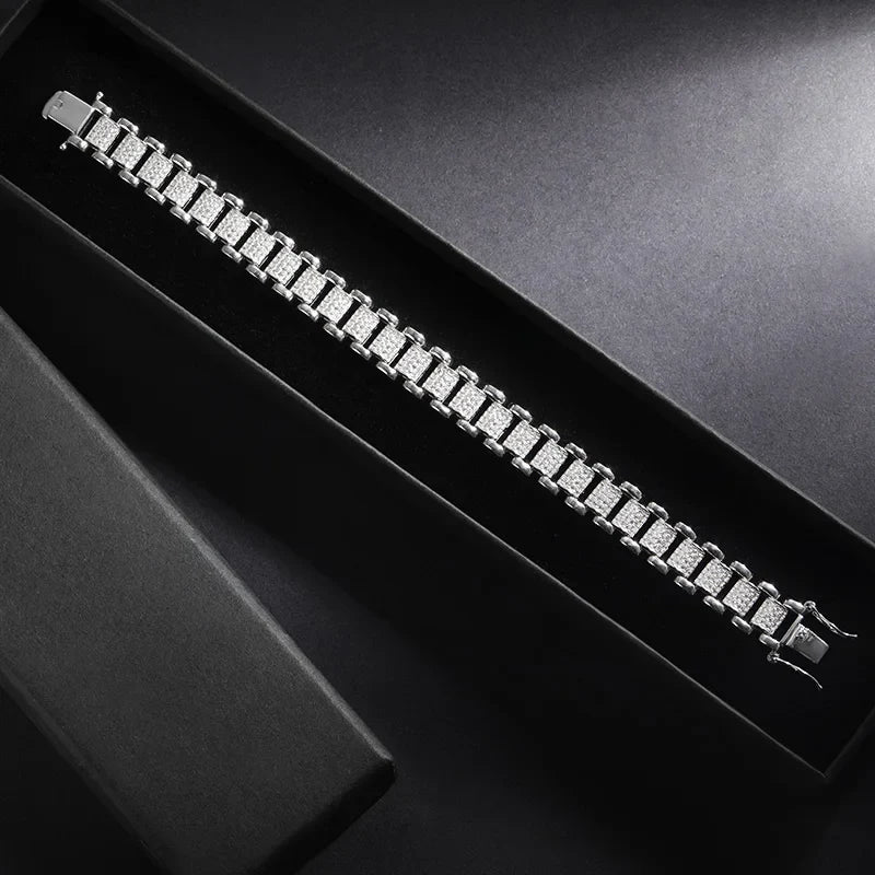 2024 Original Full 1mm D Color Moissanite Diamond Cuban Link Bracelet For Men Women Unisex 925 Silver 10mm Wrist Bracelets