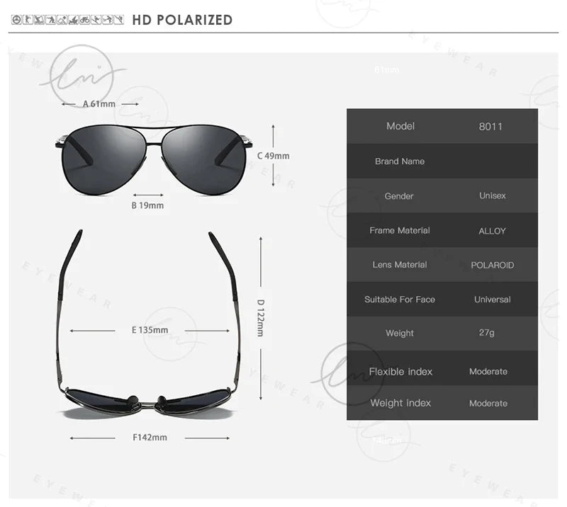 Classic Pilot Sunglasses Polarized Man Anti-Glare Safe Driving Glasses Woman Fishing Goggles Unisex UV400 Gafas De Sol