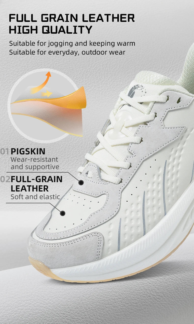 Winter Running Shoes for Men Leather Warm Sport Shoes Wear-resistant Female Jogging Training Shoes Black Walking Sneakers
