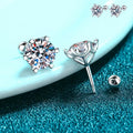 Moissanite Screw Stud Earrings D Color 925 Sterling Silver 6 Prong Diamond Earrings For Women Wedding Fine Jewelry