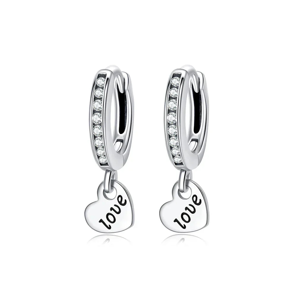 Original 925 Sterling Silver Earrings 2025 Stud Hoop Crystal Earings For Women Rose Gold Crown Heart Infinity Bee Earing Jewelry