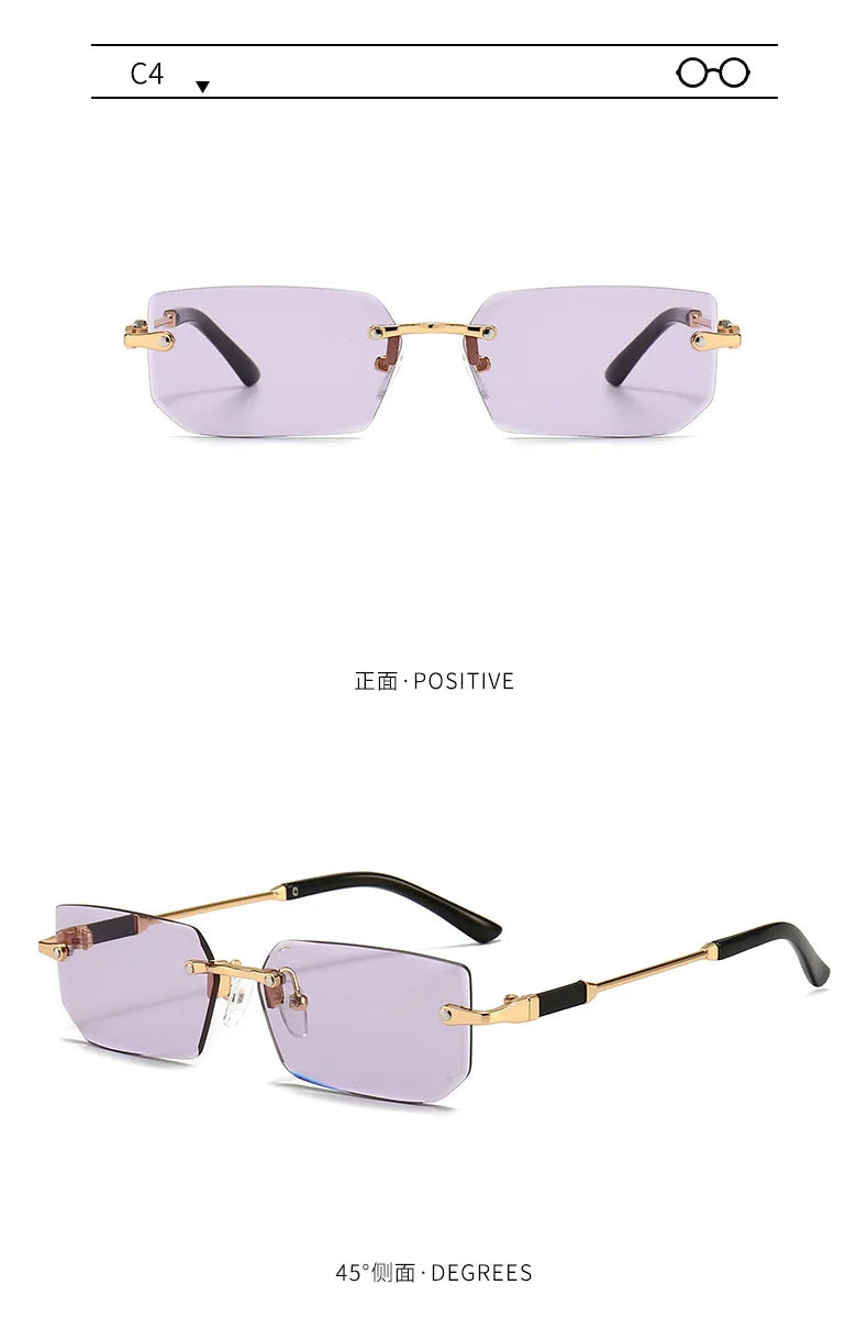 Fashion Rimless Rectangle Sunglasses Popular Women Men Shades Small Square Sun Glasses For Female Male Summer Traveling glasses
