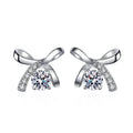 Ribbon Bowknot Tie Moissanite Stud Earrings 925 Sterling Silver 1CT Square Lab Diamond Fine Jewelry For Women Girl Birthday Gift