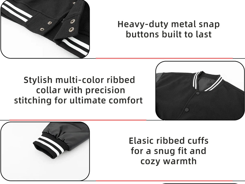 Men's Classic Varsity Jacket with Faux Leather Sleeves Letterman Style Baseball Coat Color-Block Lightweight Men's