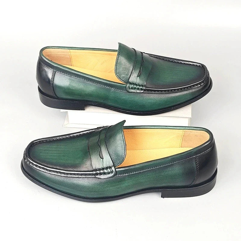 Classic Men Penny Loafers Genuine Leather Slip On Casual Formal Dress Shoes Mens Wedding Party Office Moccasins Shoes