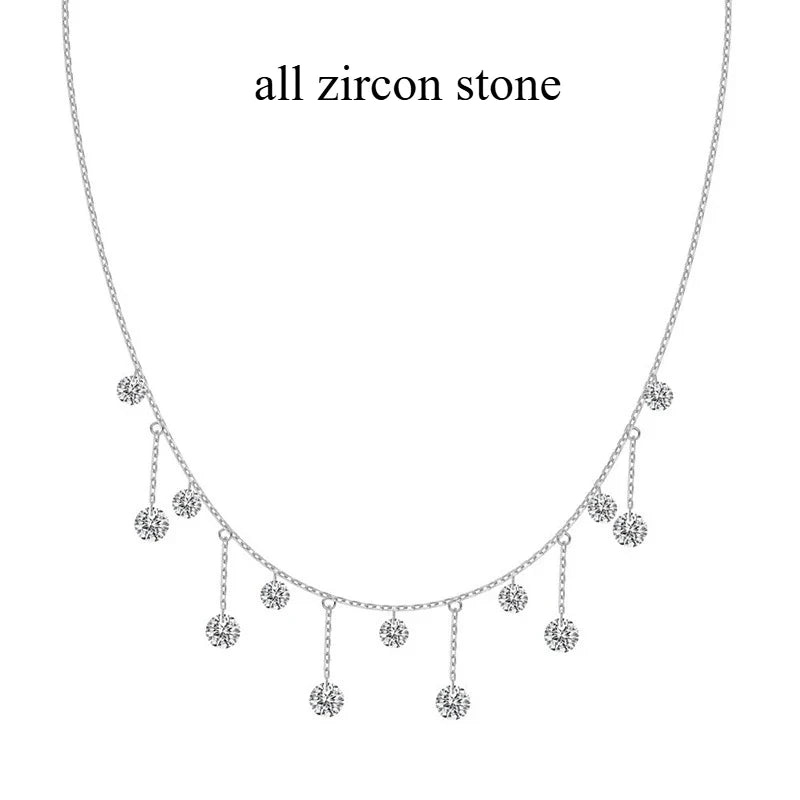 100% Real S925 Sterling Silver Pendant Girls 5A Zircon Stackable Wedding Necklace for Women Fine Jewelry Wholesale Chain