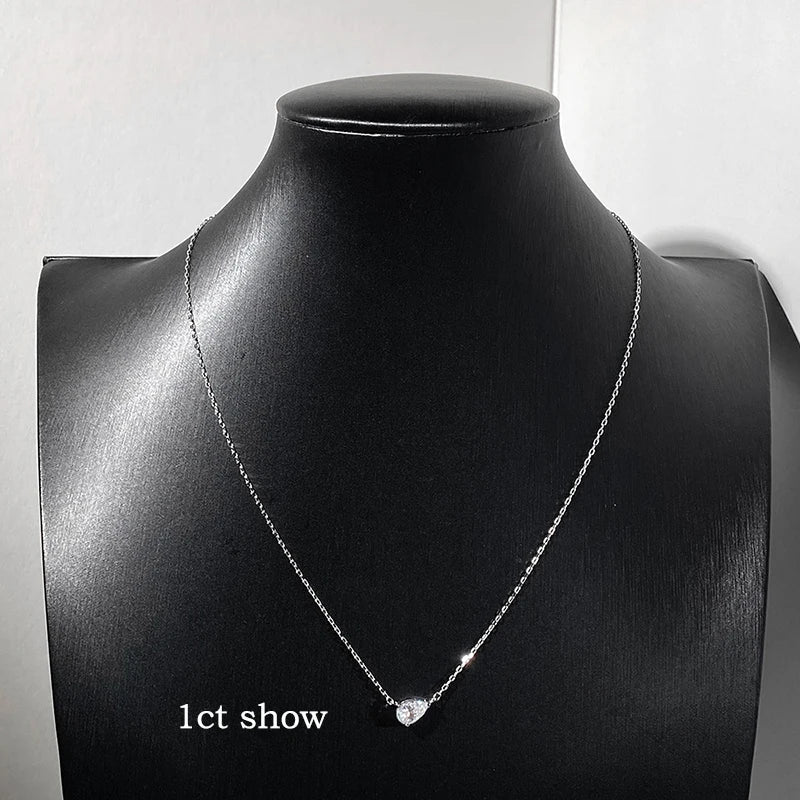 18k Plated 1CT 2CT 3CT Pear Cut Moissanite Necklace for Women Classic Lab Diamond Pendant GRA  Sterling Silver 925 Chain