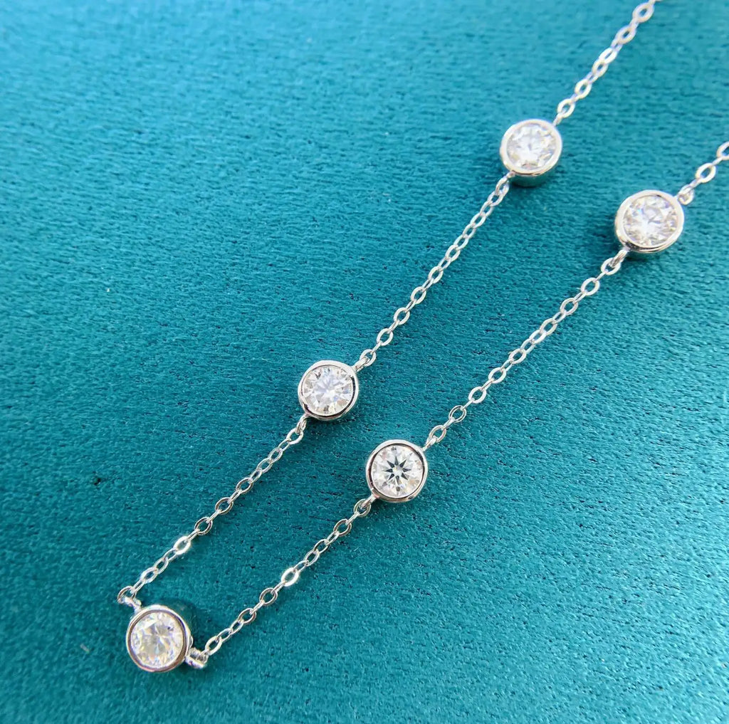 5mm 5 Stones Bubble Moissanite Necklace Certified Original 18k Gold Plated 925 Silver Diamond Choker Chain for Women Jewelry GRA