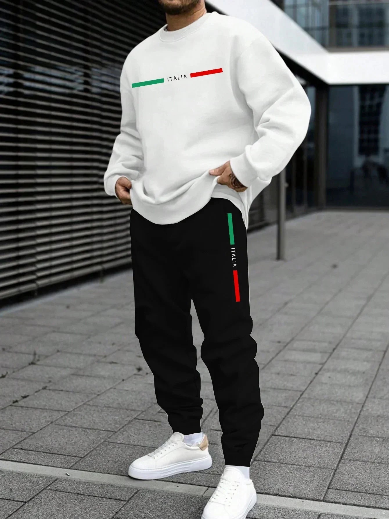 Autumn Mens Tracksuit Italy O Neck Sweatshirt Sweatpants Casual Sports Single Piece Tops Pants Man Clothing Hip Hop Streetwear
