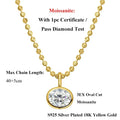 Oval Cut 2/3/4ct Solitaire Moissanite Pendant Necklaces Women Wedding s925 Silver 1.5mm Solid Choker Big Diamond Neck Chain