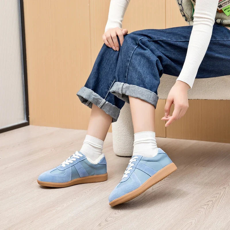 Women's Sneakers 2026 New Genuine Leather Ladies Moral Training Shoes Casual Spring Flat Shoes Women