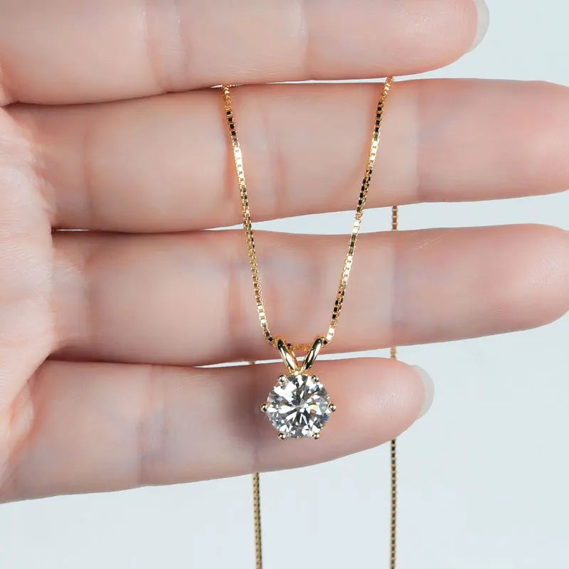 Certified Multi-size Round Moissanite Solitaire Pendant Necklaces 925 Sterling Silver Necklace For Women Jewellry Gifts