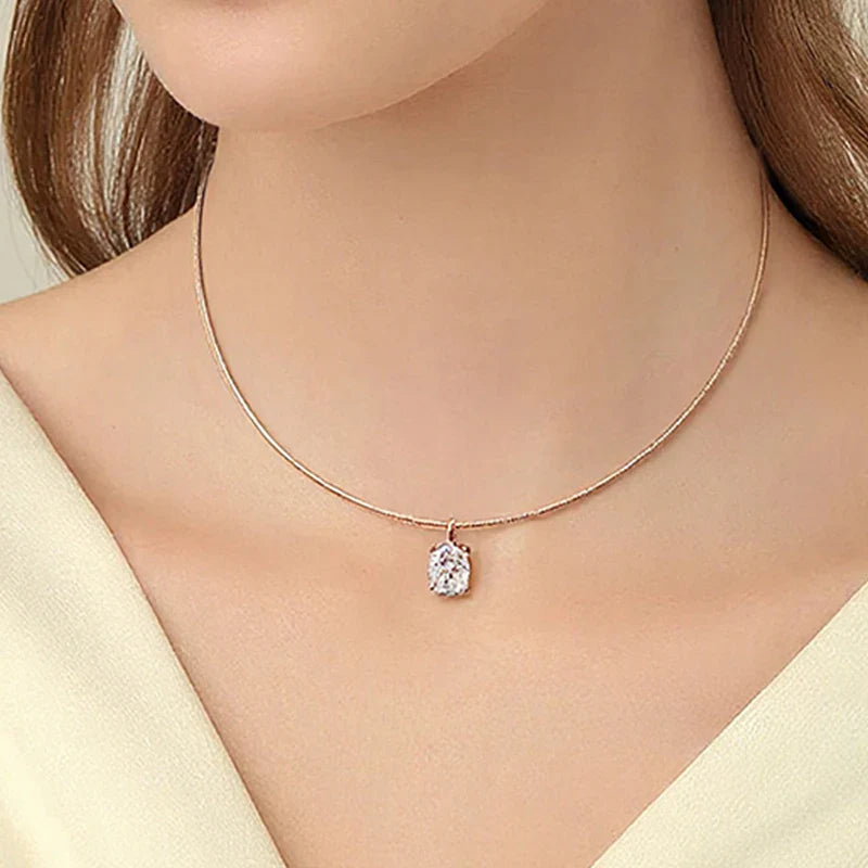 3/4/5CT Oval Cut Moissanite Pendant Necklace for Women Men Lab Diamond Classic Solitaire Chain Real 925 Sterling Silver