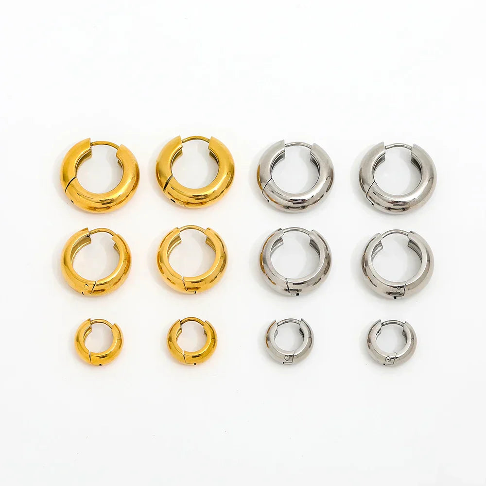 Jewelry Waterproof & Tarnish Free Minimalist PVD New Small Circle Huggie Stainless Steel Earring for Women