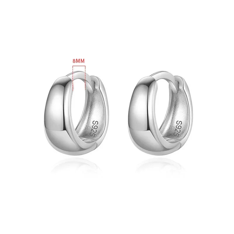Real 925 Sterling Silve Fashion Inside Diameter 6 7 8 9 10mm Hoop Earrings For Women Men Personality Jewelry DG0132