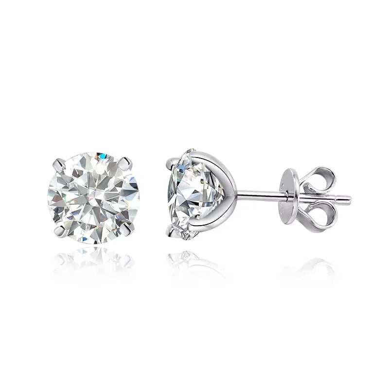 18k Plated 0.2-2ct Moissanite Stud Earrings for Women Solid 925 Sterling Silver Lab Diamond Screw Back Ear Stud Jewelry